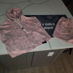 Streetwear Pink Tie-Dye Hoodie and Shorts Set